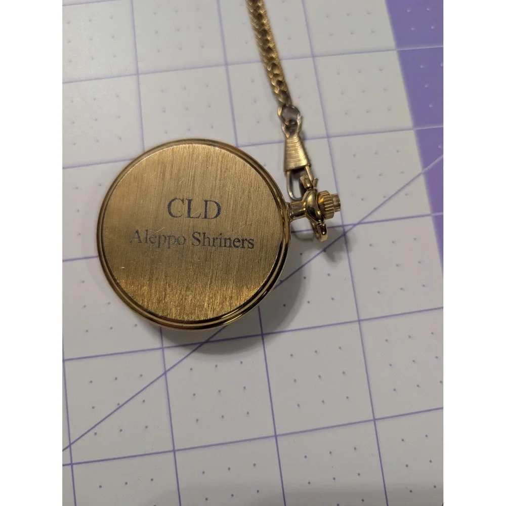 Citation Aleppo Shriners Gold Tone Quartz Pocket Watch Supporting My Shrine